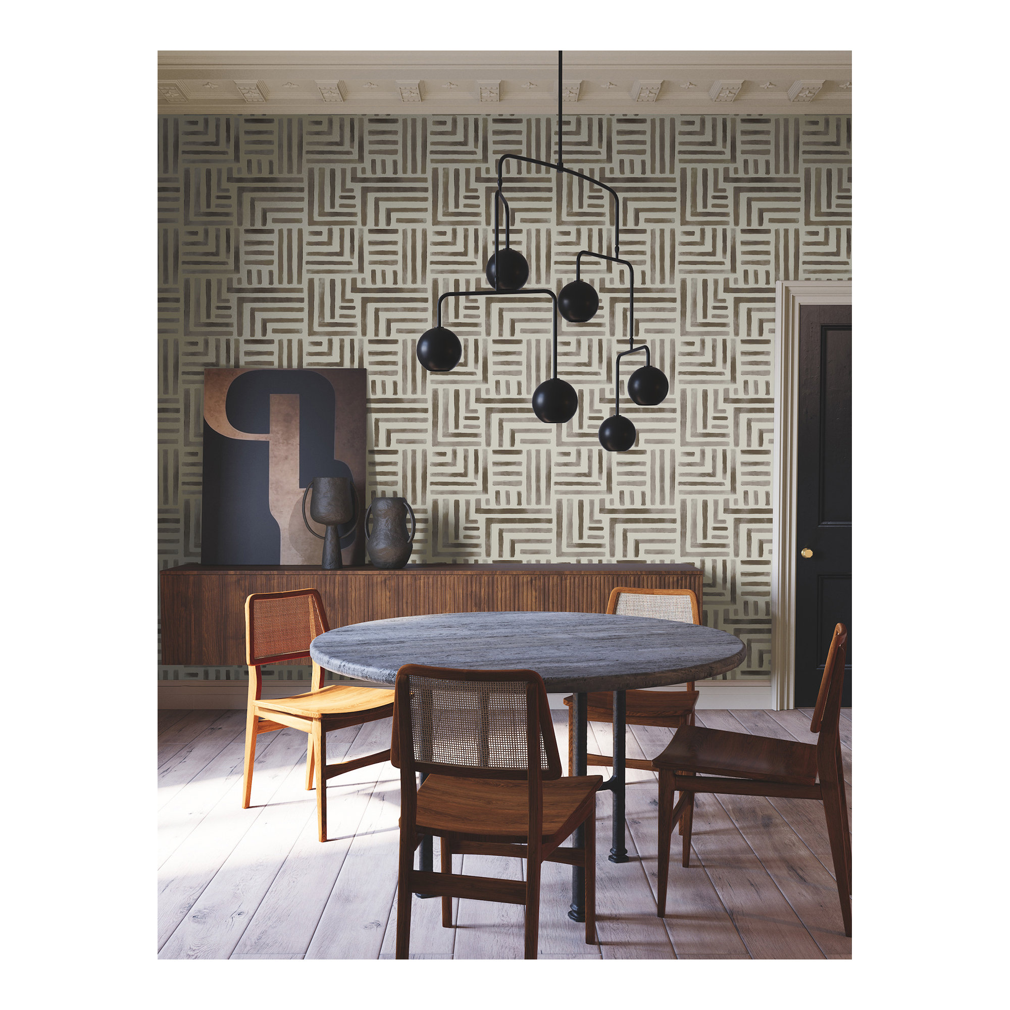 Unpasted Abstract Wallpaper, Brown