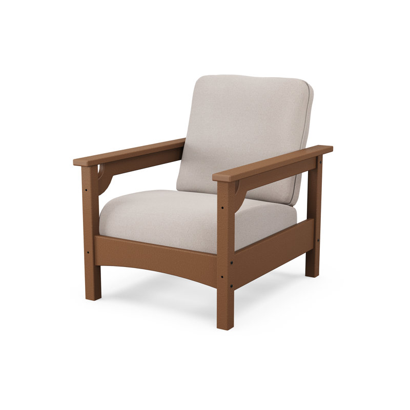 Club Chair, Teak, Dune Burlap