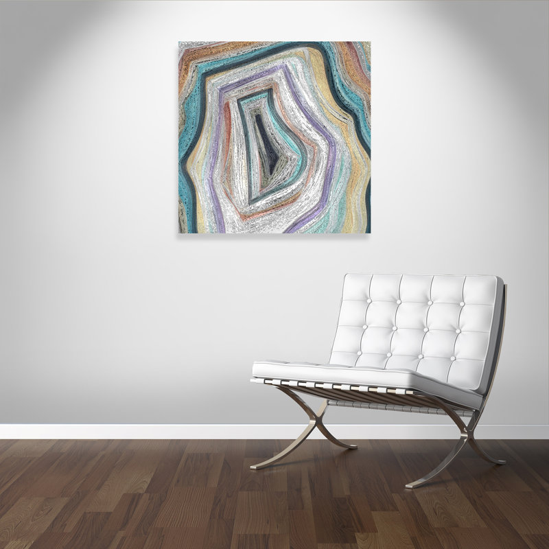 Agate moderne bleu sarcelle - peinture, Toile tendue, H 40 po x l 40 po x P 1,38 po
