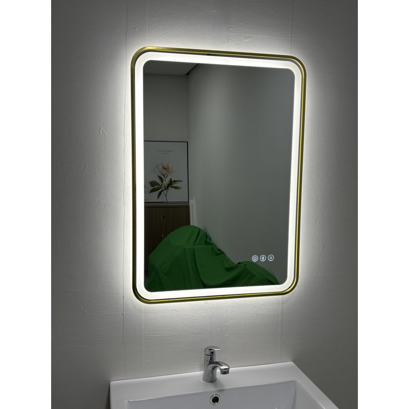 Miroir de salle de bain à DEL avec haut-parleurs Bluetooth, anti-buée et à intensité variable 3 couleurs, fonction de mémoire, miroir de meuble-lavabo pour salle de bain avec éclairage avant et arrière