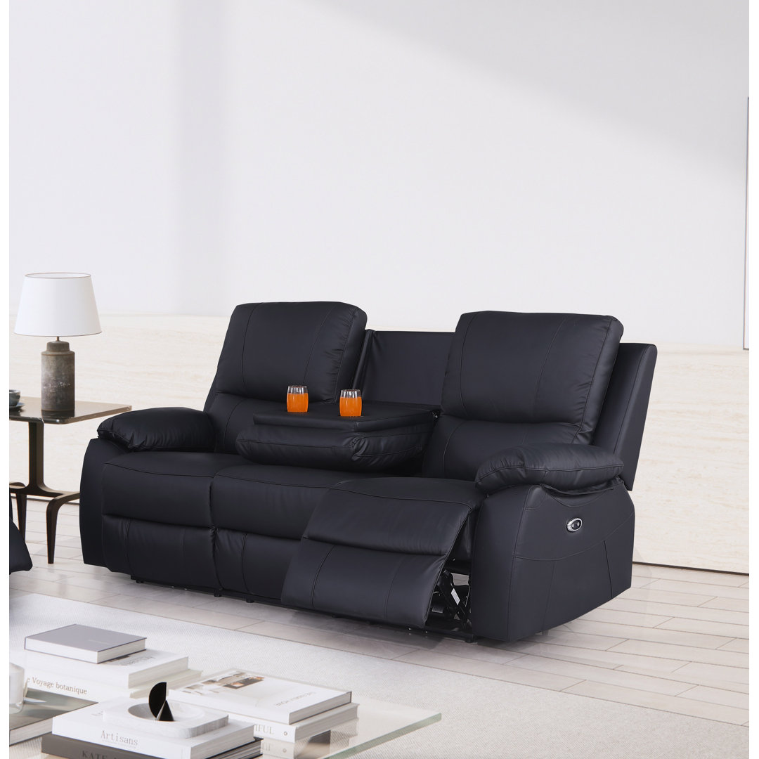 Devyne 79'' Genuine Leather Pillow Top Arms Reclining Sofa Latitude Run® Body