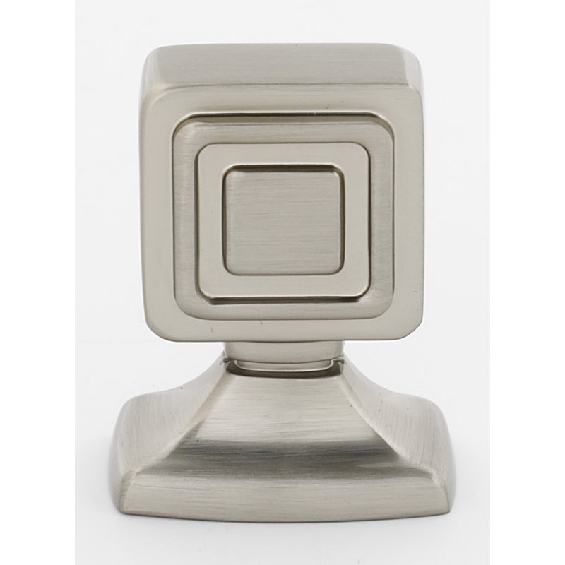 Cube Square Knob, Satin Nickel, 1.38" H x 0.88" W x 0.5" D