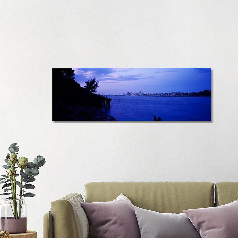 City At The Waterfront, Mississippi River, Memphis, Shelby County, Tennessee, USA by Panoramic Images - Wrapped Canvas Panoramic Print
