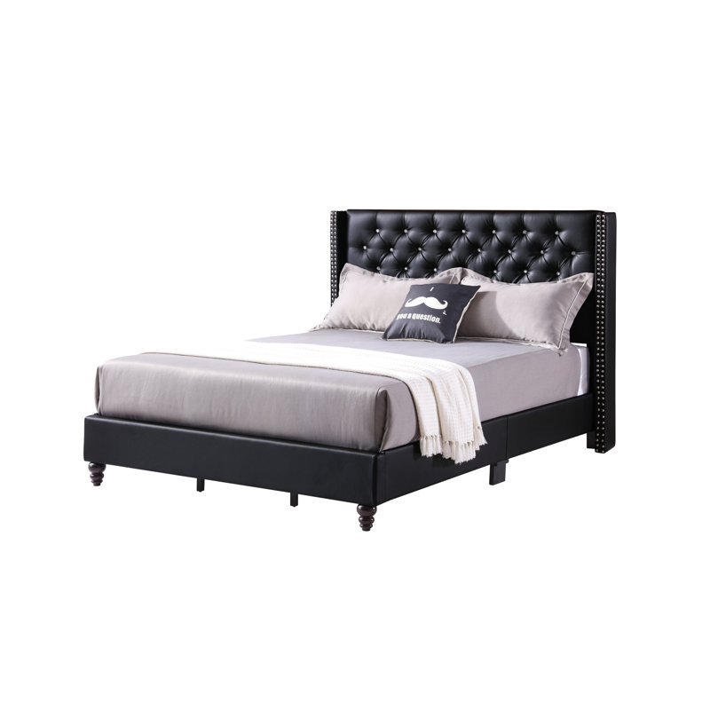 Ashe Upholstered Low Profile Standard Bed, Full/Double, Black