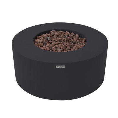 Venice 34" Outdoor Dark Grey Concrete Fire Table 50,000 BTU - Includes Lava Rocks & PVC Cover