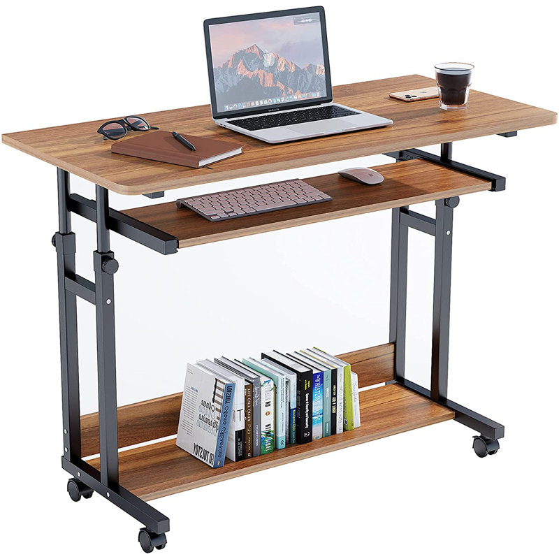 Adjustable Height Computer Desk, Brown/Black