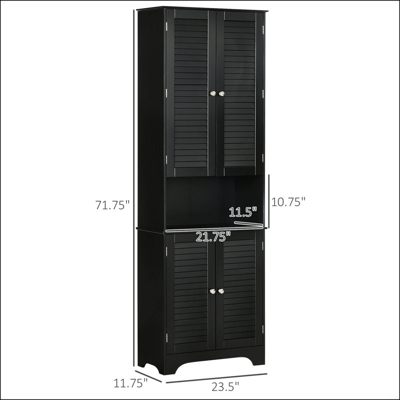Grande armoire de rangement étroite pour salle de bain avec portes et tablette réglable