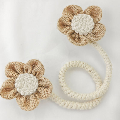 Rustic Flower Braided Rope Curtain Tiebacks