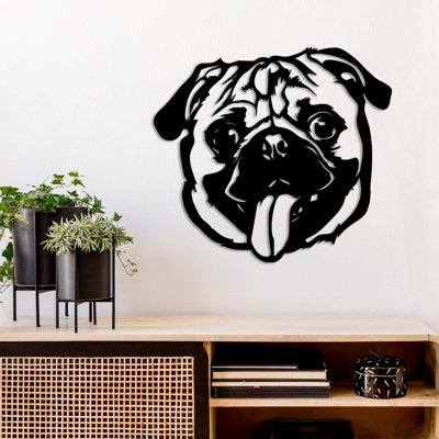 Art mural en métal carlin - Silhouette de chien