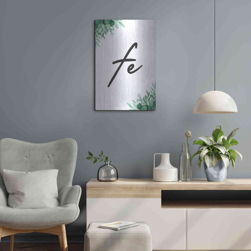 Faith - espagnol »par Seven Trees Design, art mural en métal, H 24 po x l 16 po