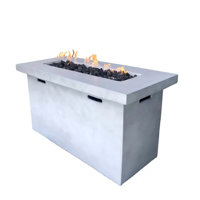 Fiber Reinforced Concrete Propane Outdoor Fire Pit Table, Natural/White