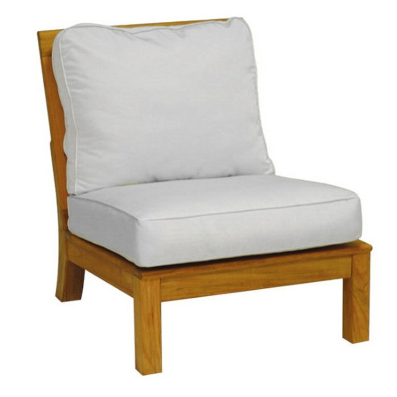 Monterey Sectional Armless Teak Outdoor Chair, Cast Lagoon Sunbrella® Plainweave