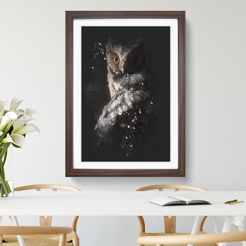 Owl - Framed Print, Walnut Framed, 87cm H x 62cm W x 2cm D