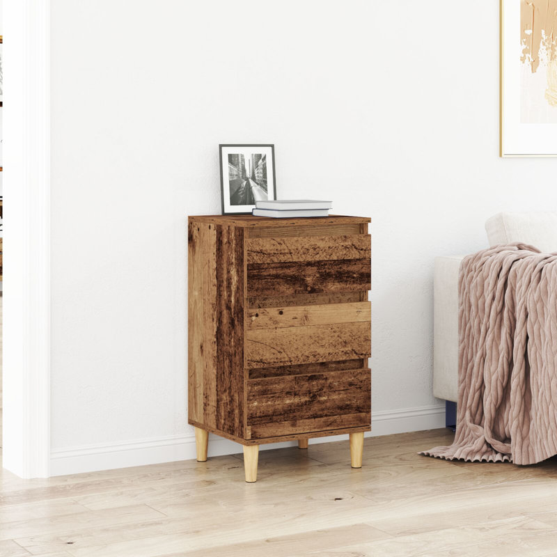 Bedside Cabinet Reclaimed Wood Medium Bedside Table, Old Wood