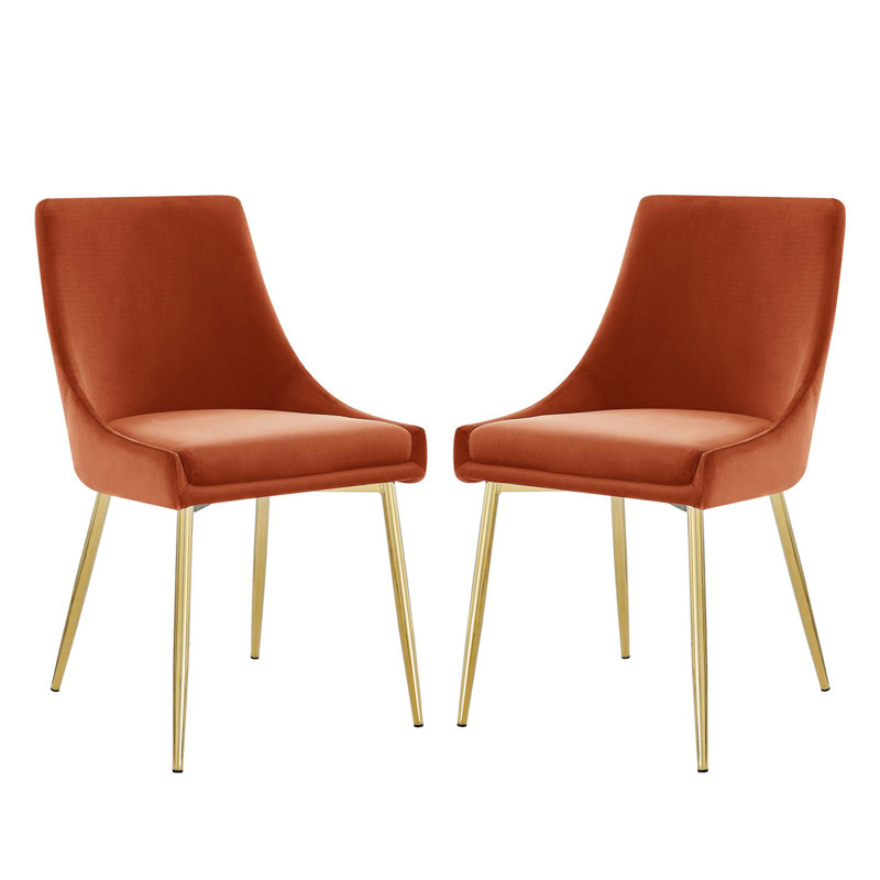 Modway Viscount Performance Velvet Dining Chairs, Yellow