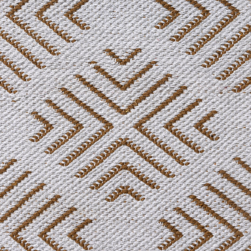 Tan/ White Diamond Modern Flatweave Cotton/Polyester Indoor Area Rug, Runner 2' x 8'