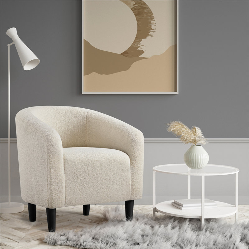Upholstered Boucle Club Chair, Beige