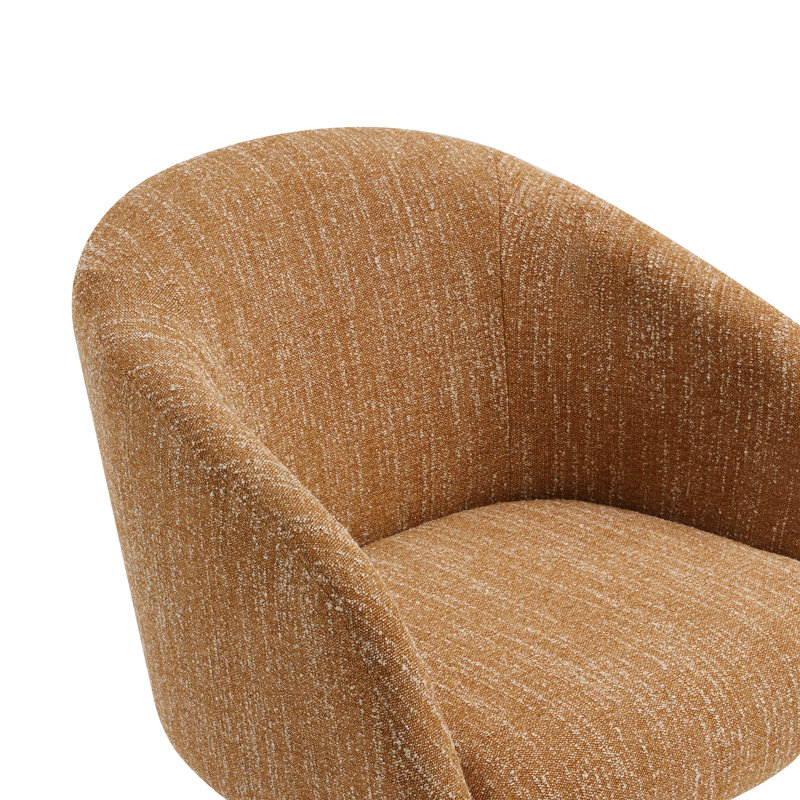 Fauteuil demi-tonneau revêtu de chenille Kyo (ensemble de 2), Boucle moutarde moelleuse