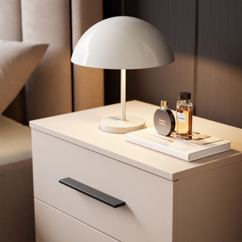 55cm W Bedside Table, Cashmire/Black