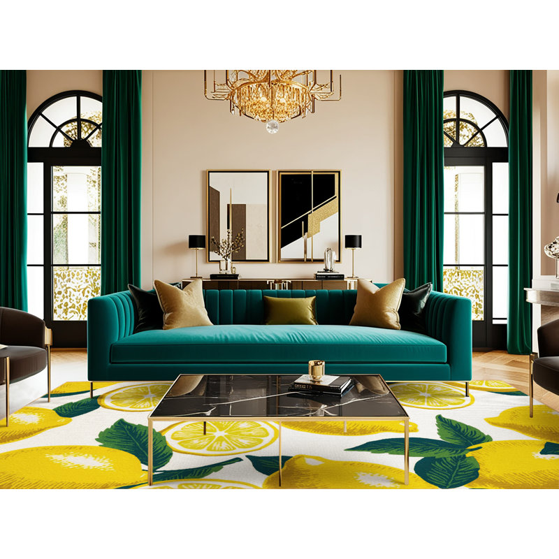  Tapis lavable et citron Meyer, Rond 4 pi