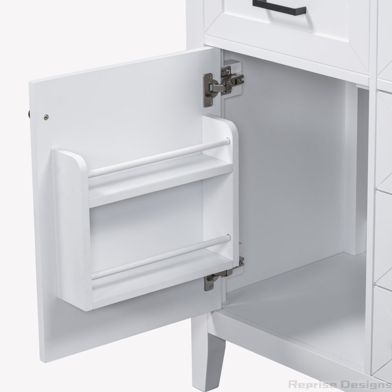 Base de meuble-lavabo simple 29,52 po seulement, Blanc, Noir