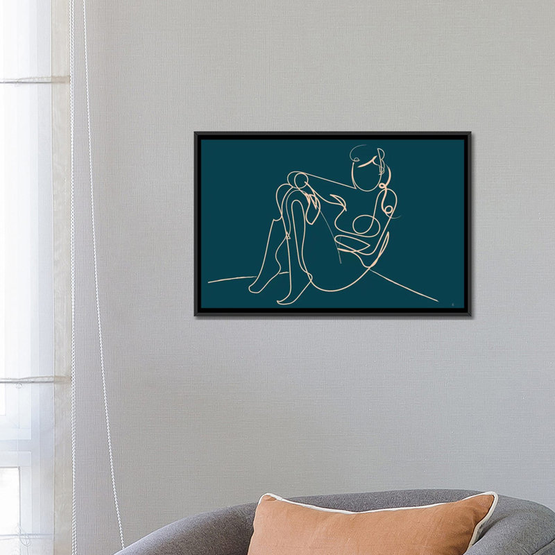 «Teal Nude», reproduction sur toile, H 18 po x l 26 po x P 1,5 po, Toile avec cadre noir