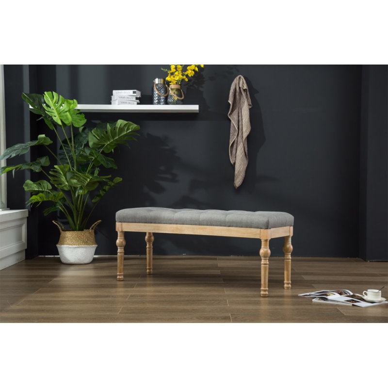Banc de salle à manger capitonné en bois massif Habit, gris