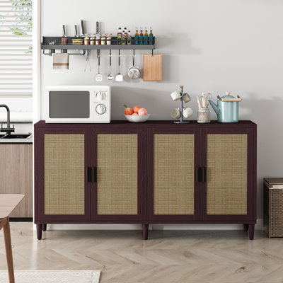 Armoire 70 "à 4 portes en rotin avec tablettes réglables 70"