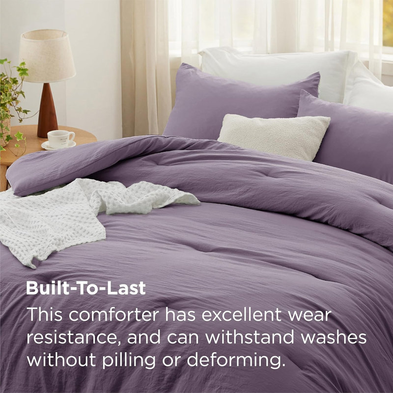 Bedsure Reversible Prewashed Comforter Set, Grayish Purple, Oversized Queen Comforter + 2 Standard Pillowcases