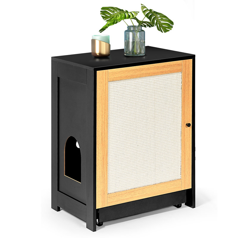 Cat Litter Box Enclosure, Hidden Cat Litter Cabinet With Sisal Door
