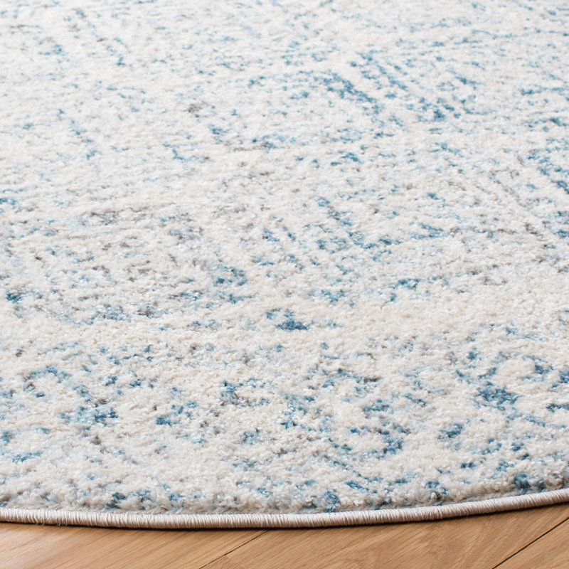 Tapis ivoire / turquoise Dickson, Rond 6 pi 7 po