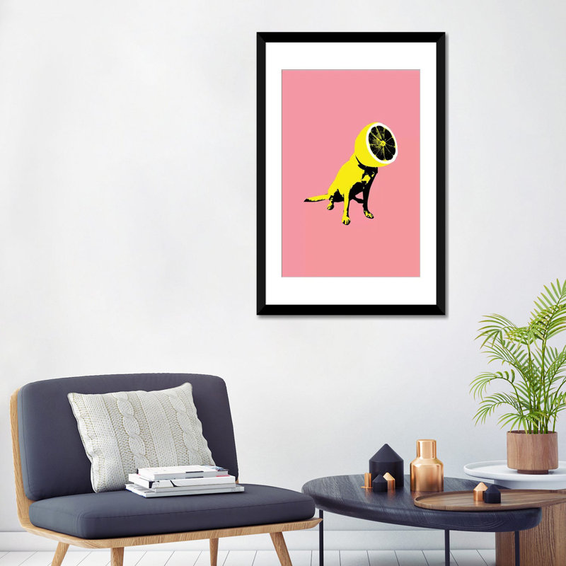 « citron » par ali gulec, impression sur toile tendue, H 24 po x l 16 po x P 1 po, Papier d'art encadré noir, Blanc