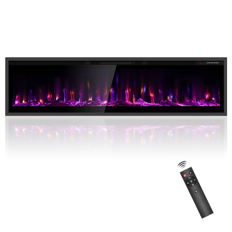 Electric Fireplace, Wall Mounted/Recessed/Freestanding Fire Heater, 46cm H x 152cm W x 11cm D
