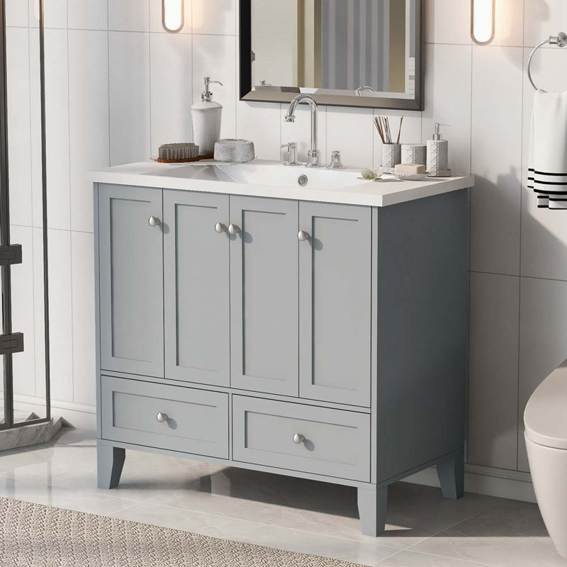Ensemble de meuble-lavabo autoportant Speroni, Gris