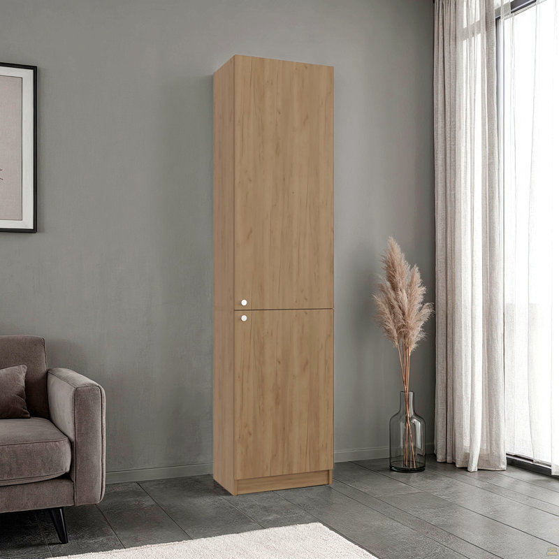 Grande bibliothèque autoportante Home avec portes doubles et 5 tablettes de rangement intérieures, armoire de rangement verticale pour le salon, le bureau ou la chambre à coucher