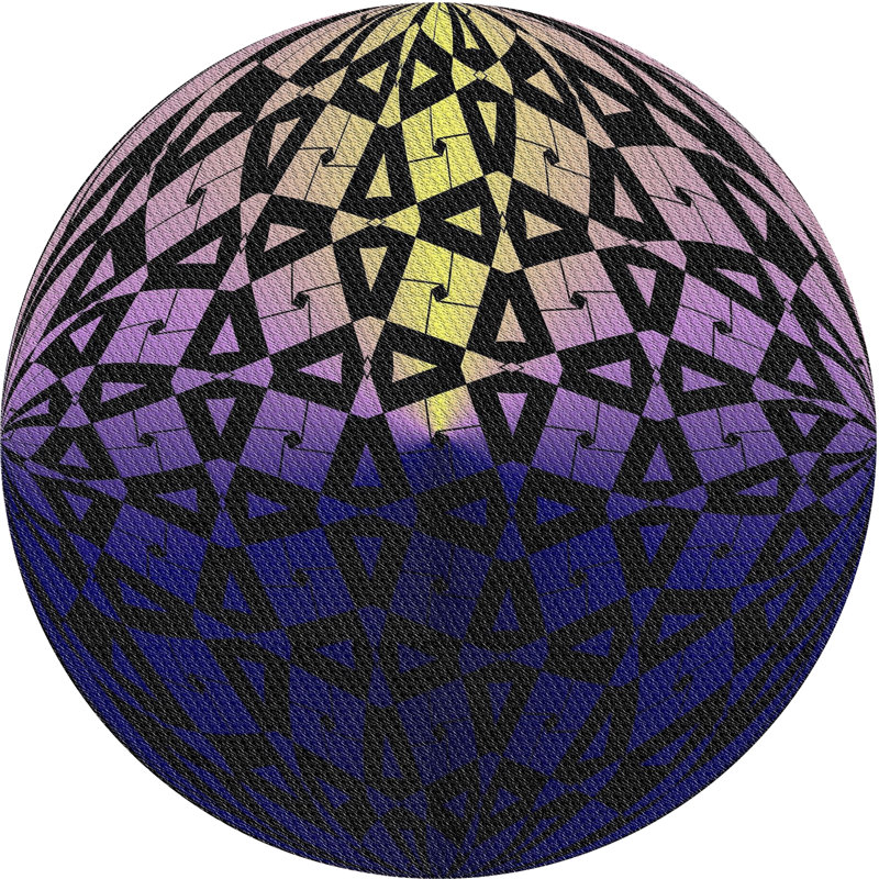 Tapis mauve/jaune à motifs, Rond 4 pi