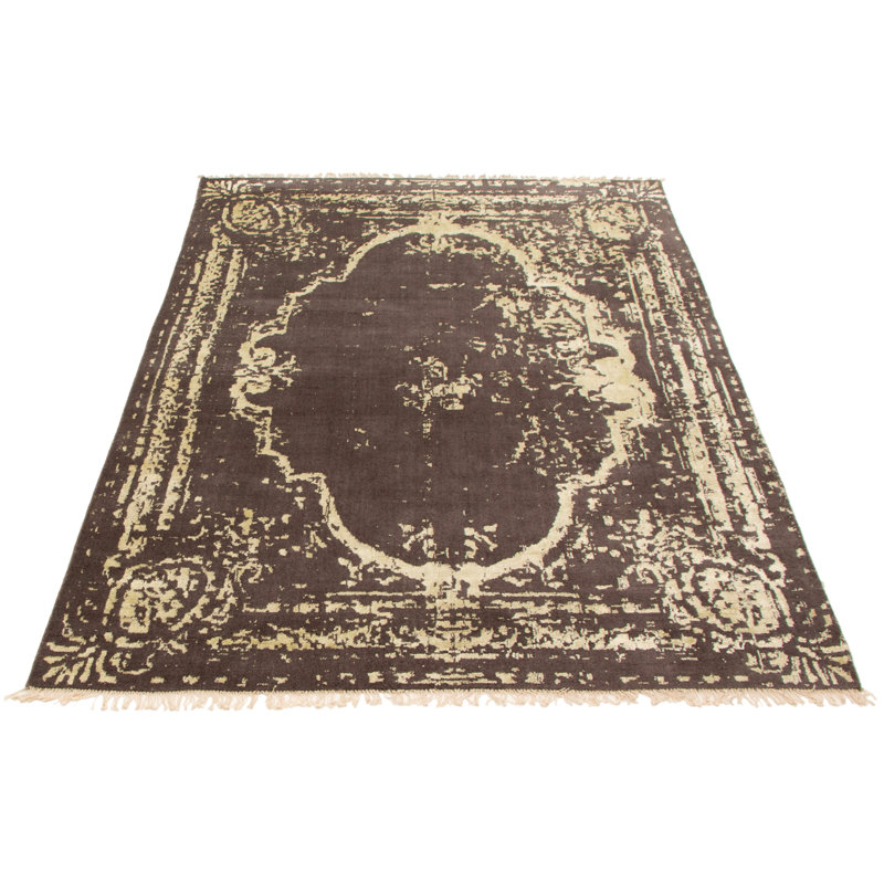 Tapis oriental gris / ivoire noué à la main