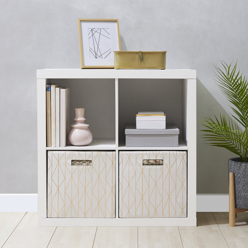 Gulfasha 4-Cube Storage Organizer, Textured White