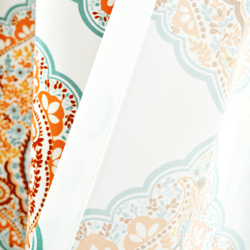 Harley Tangerine and Blue Polyester Light Filtering Curtain Panels
