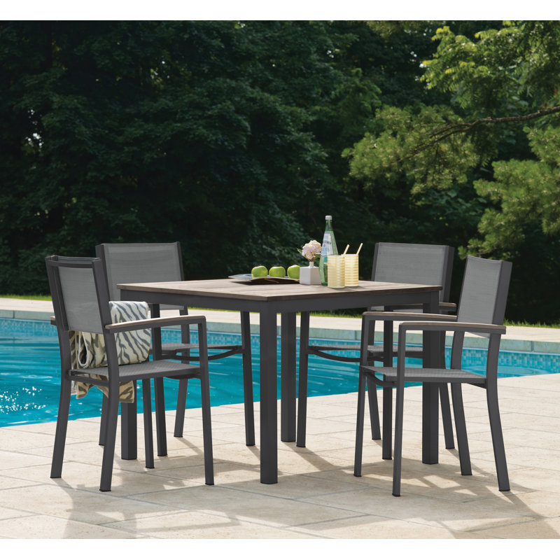 Travira Outdoor Square Dining Table, Tekwood Vintage, Carbon