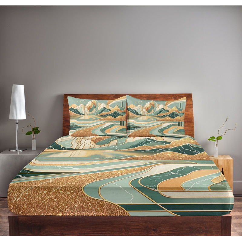 Ensemble de draps et taies décoratives Ambesonne-sd1071, Ensemble de draps pour grand lit avec 2 taies d'or