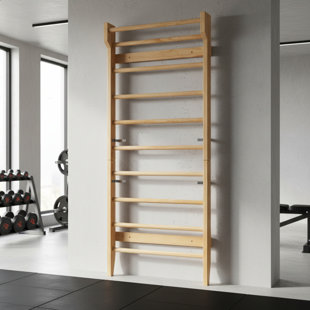 Lifesky Wall Mounted Swedish Ladder: 10+ Exercise Multi-use Stall Bar - 300+ Lbs Hardwood Pull Up Bar For Home Gym & Physical Therapy - Stretching Strength Training & Yoga