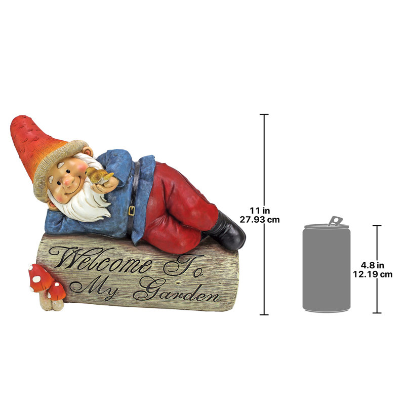 Gideon Garden Gnome Welcome Sign Resin Statue