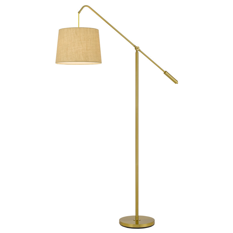 Lampe sur pied réglable en métal avec abat-jour en forme de toile et toile de jute H 68 po, Brun clair