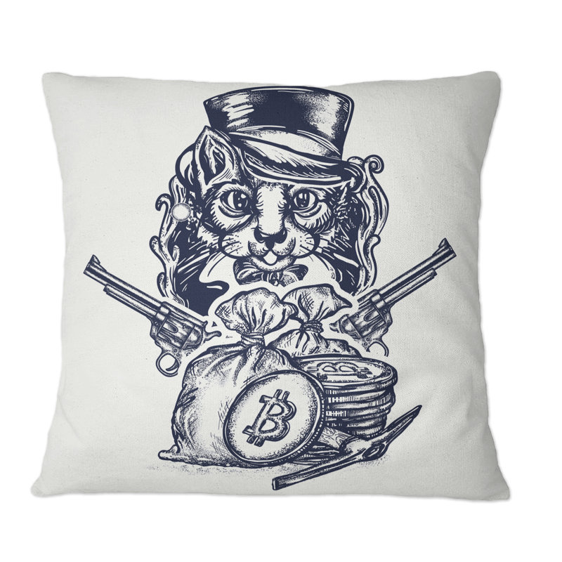Coussin Cat Crypto Robber, 16 po x 16 po