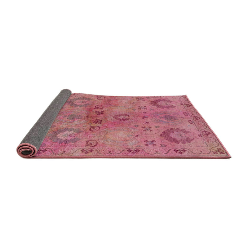 Tapis de style oriental rouge, Rond 6 pi