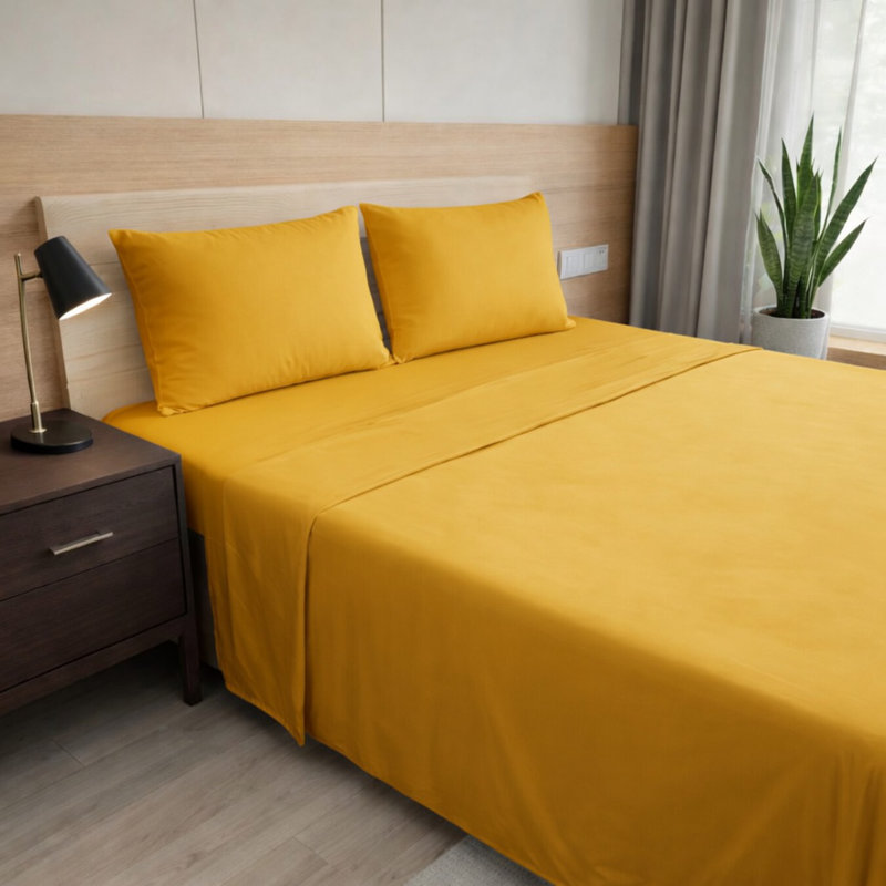 Ensemble de draps en bambou ultra doux - ensemble de 4 pièces - infroissable - feuilles de refroidissement avec poches profondes