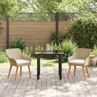 3 Piece Garden Dining Set Poly Rattan