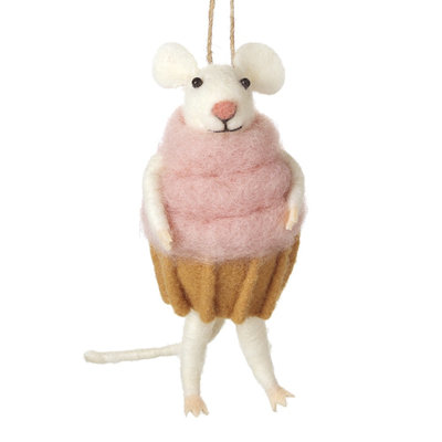 Hanging Mouse in Cupcake Decoration