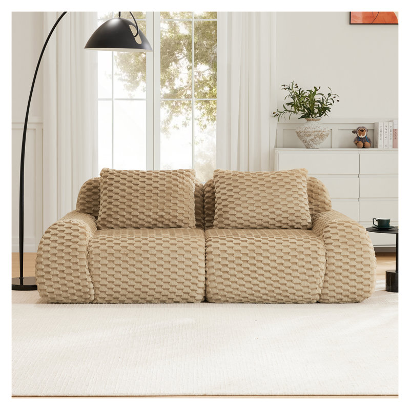 Canapé modulaire moderne de 82 po avec tissu de flanelle modulaire 82 po - Aucun assemblage requis